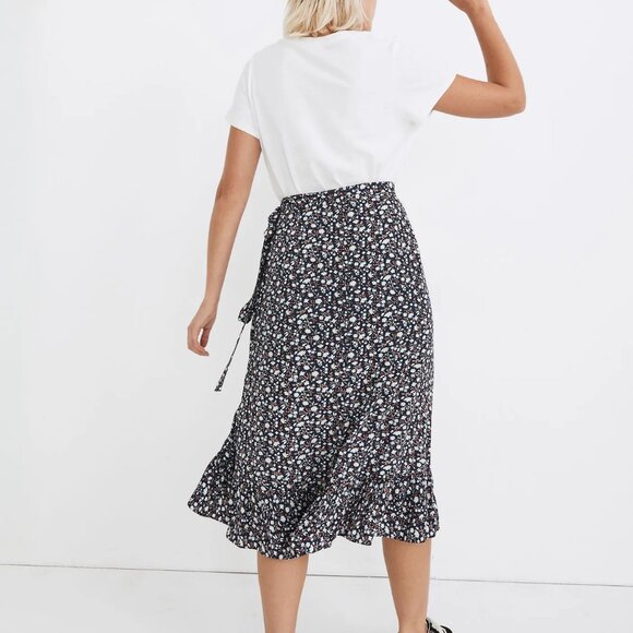 Madewell Floral Midi Skirt - Navy and White - Picture 3 of 10